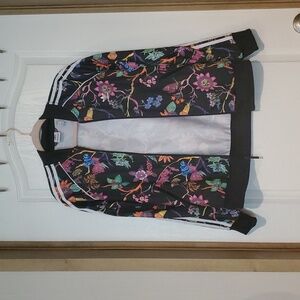 Adidas floral printed colorful 3 stripe track jacket